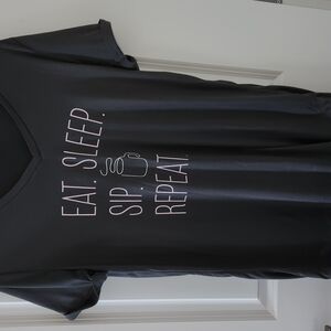 Black Sleep Shirt with Pink Print